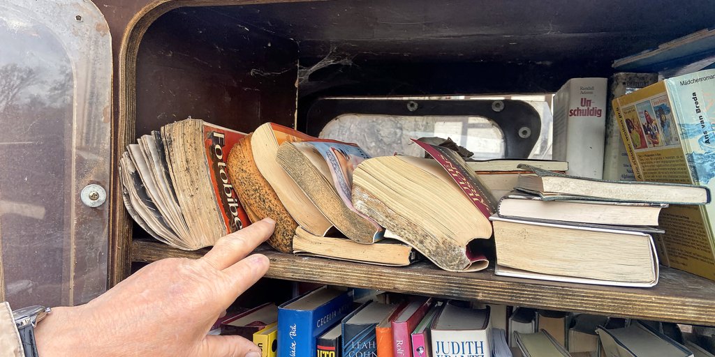 Books are moldy in a public bookcase in the Hildesheim district - | is ...