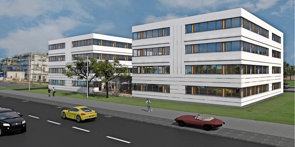 Mit Lounge und Terrasse Neues Bürohaus