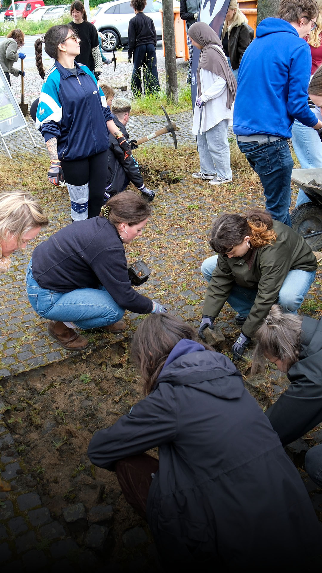 Helfer schaffen in Hildesheim Platz für mehr Grün